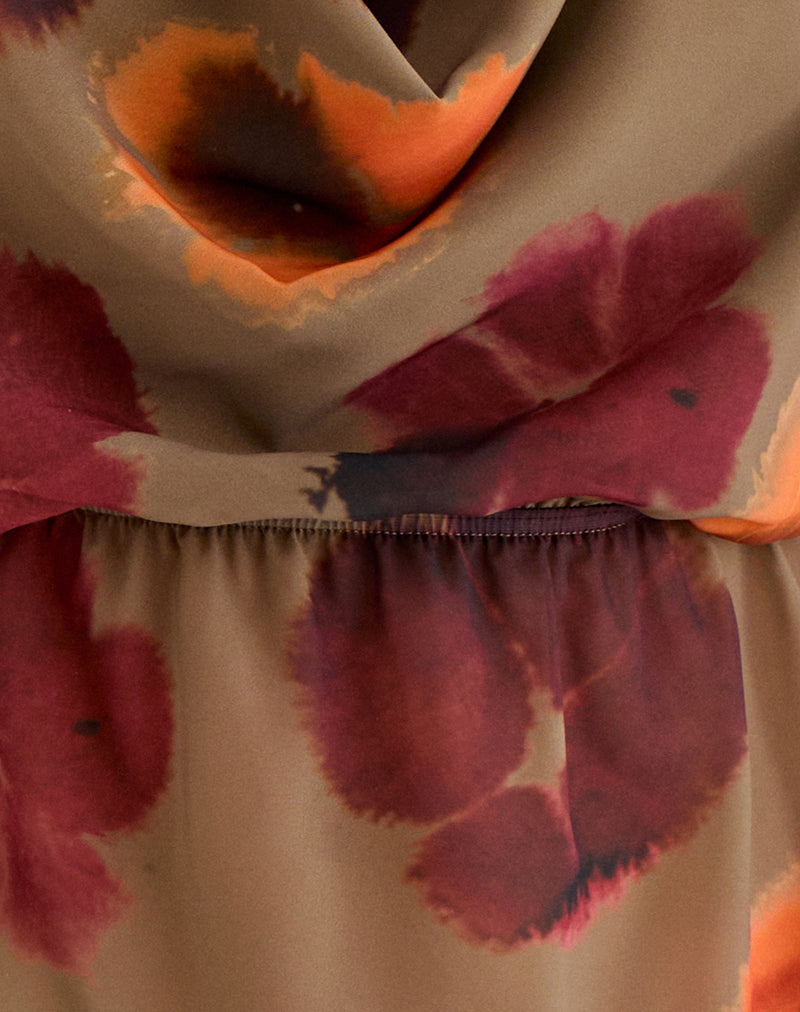 Image of Mahda Top in Chiffon Petals Script Olive