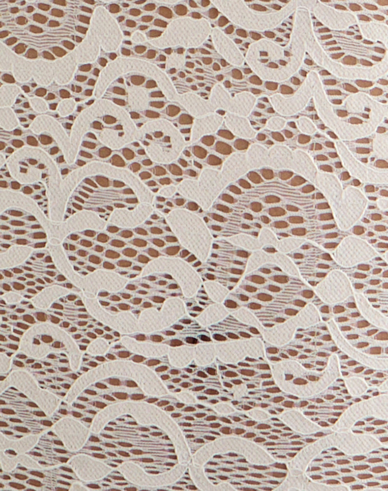 Image of Mahota Deep Plunge Long Sleeve Top in Lace Ivory