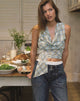 Image of Maida Top in Chiffon Vintage Blue Check