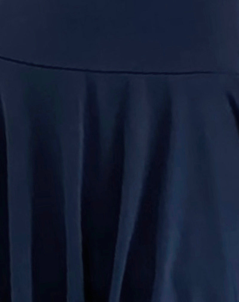 Image of Maisha Open Back Bow Mini Dress in Slinky Navy
