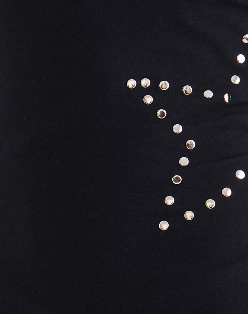 Image of Malakai Long Sleeve Top in Star Stud Black