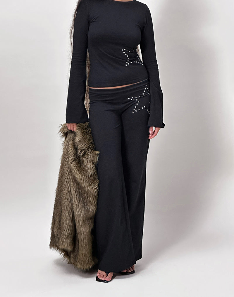 Image of Malakai Long Sleeve Top in Star Stud Black