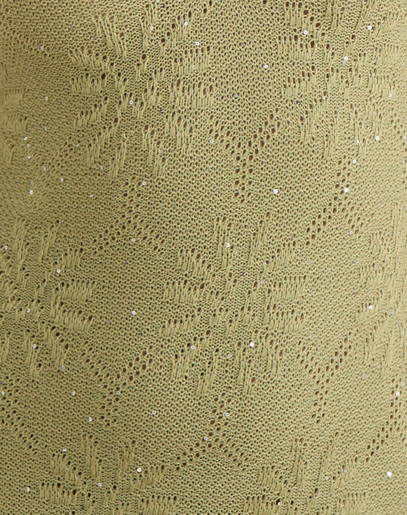 Image of Malvara Halterneck Mini Dress in Sequin Knit Green