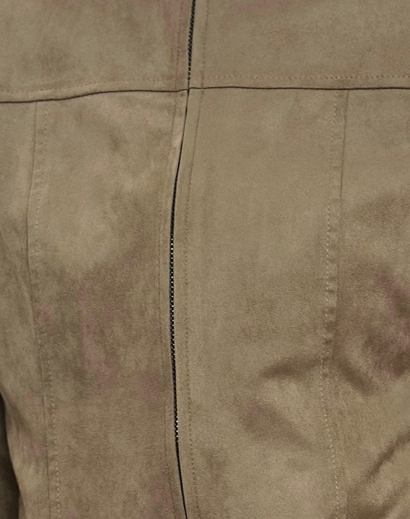 Image of Mandy Jacket in Faux Suede Walnut