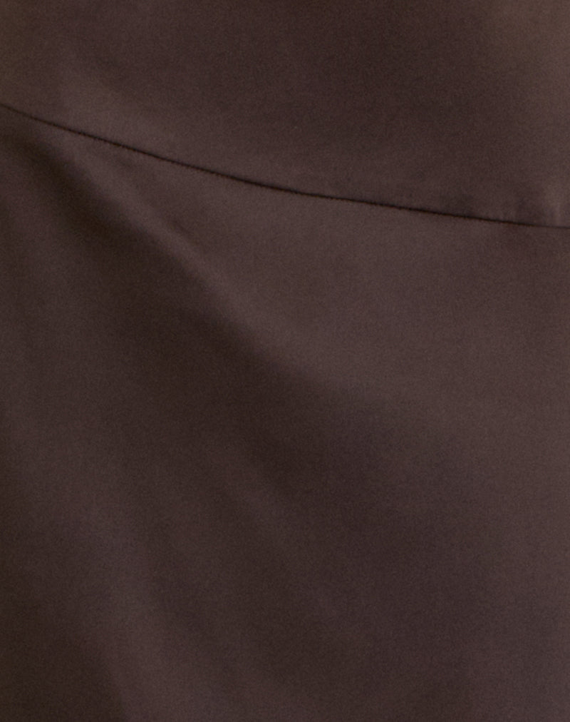 Image of Manyala Midi Skirt in Satin Dark Brown