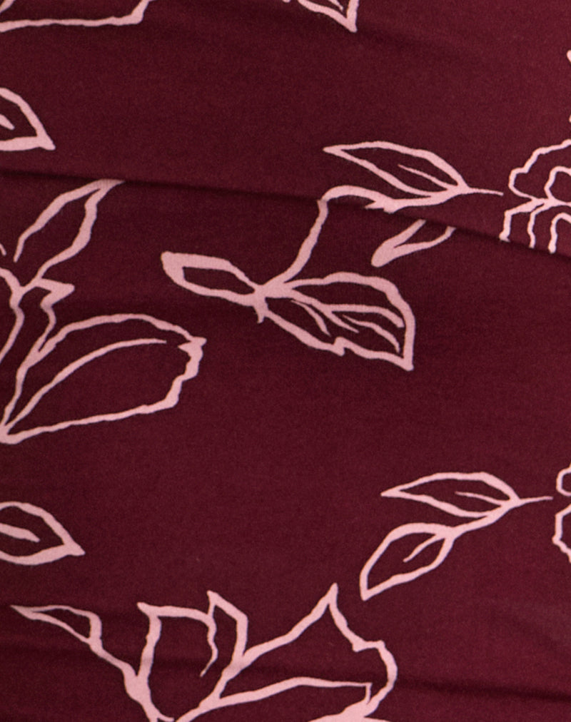 Image of Marga One Shoulder Top in Outline Rose Maroon