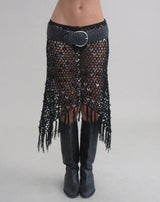 Image of Maritza Midi Skirt in Crochet Knit Black