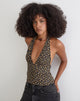 Image of Marsina Halterneck Top in Ditsy Floral Bronze