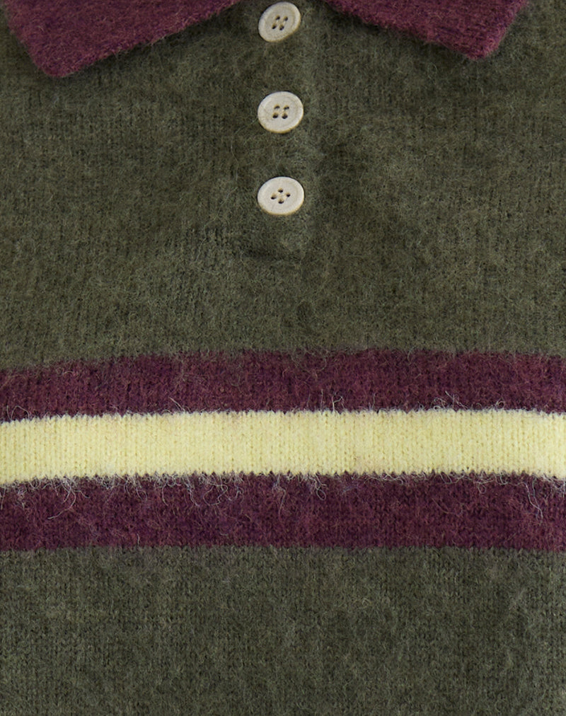 Image of Marvina Jumper in Knit Green with Yellow Stripe