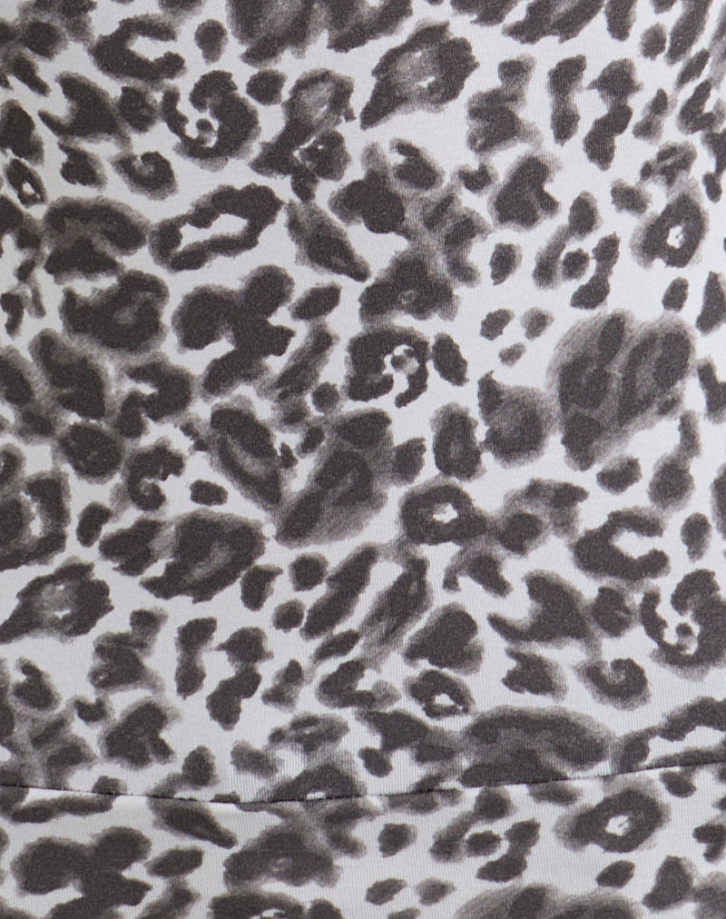 Image of Matiah Off Shoulder Top in Jersey Blurry Leopard Grey