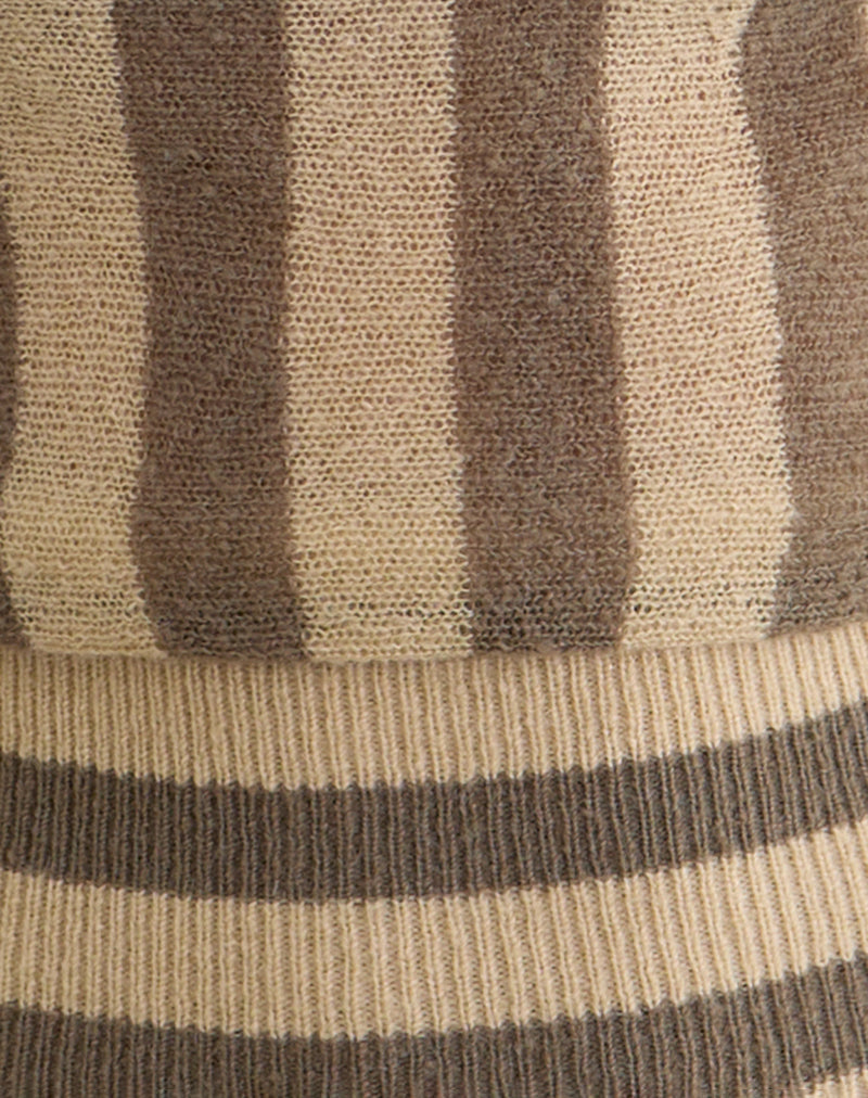 Image of Maude Top in Stripe Taupe and Neutral