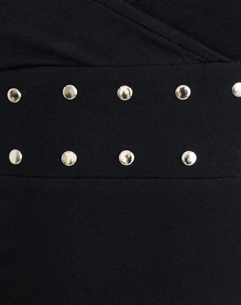 Image of Mayoti Top in Rayon Jersey Black with Studs