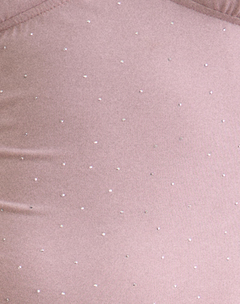 Image of Melika Top in Cupro Dusty Pink with Rhinestones