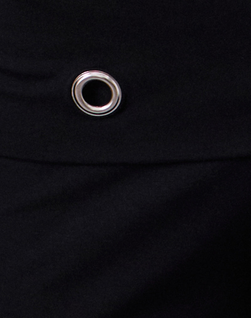 Image of Travis Foldover Trouser in Black with Eyelets