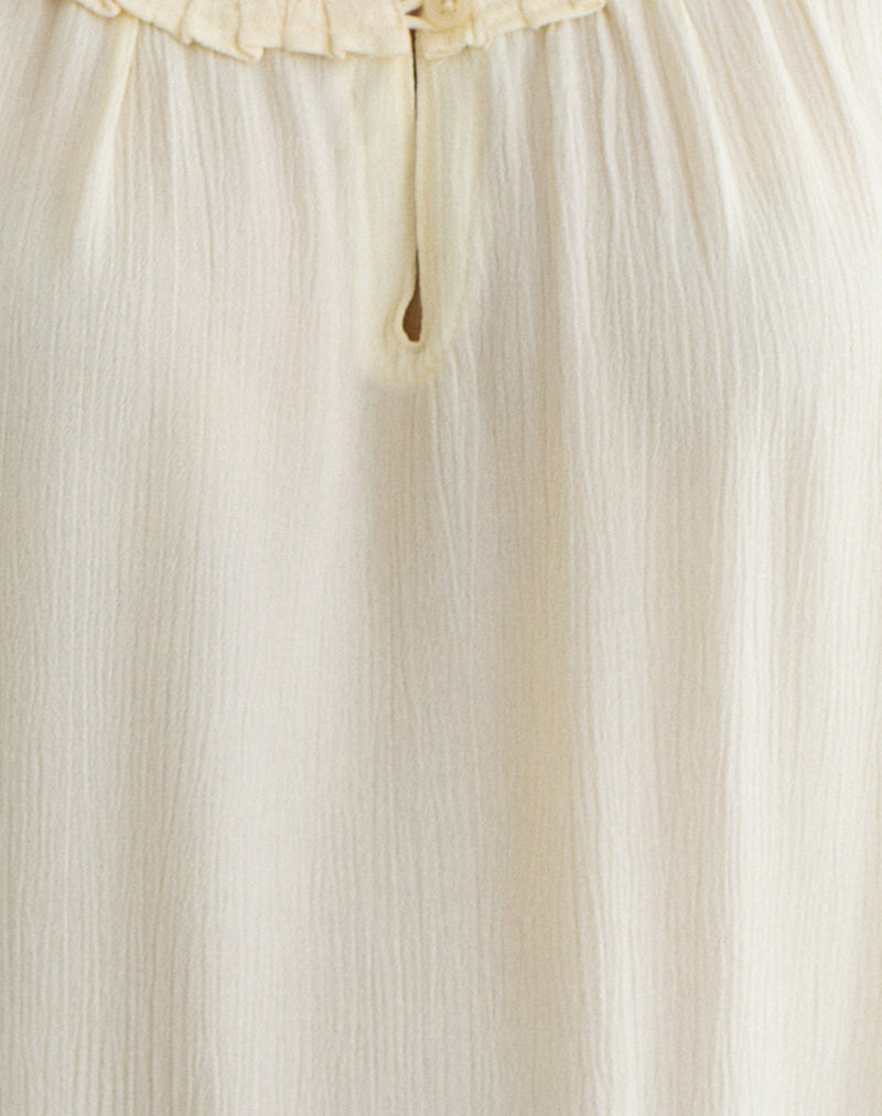 Image of Merisso Scoop Neck Keyhole Top in Crinkle Butter Yellow