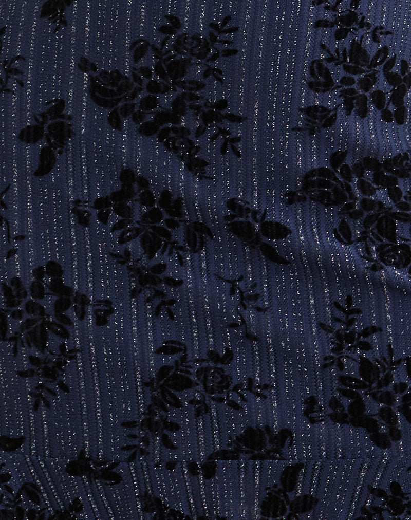 Image of Micaya Mini Dress in Flocked Shimmer Plisse Navy