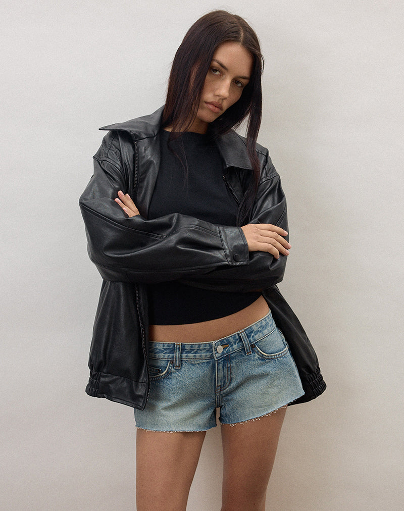 Image of Micro Denim Hot Pant in Vintage Blue