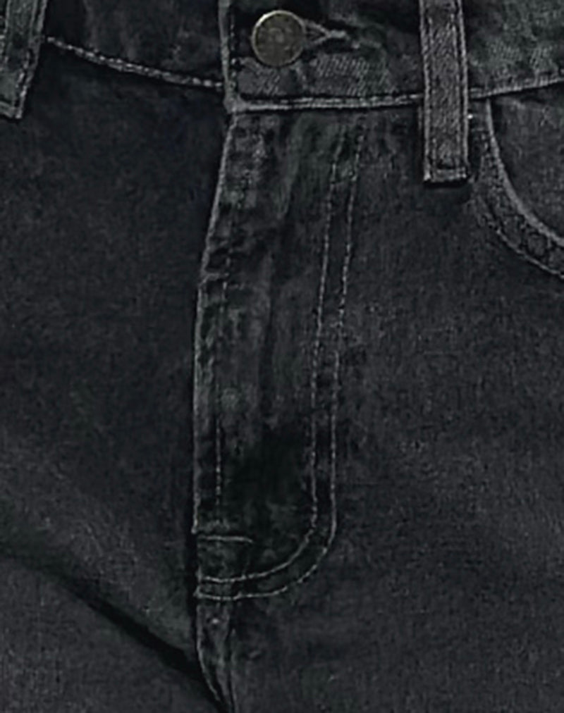Image of Mid Rise Turn Up Straight Jeans in Washed Black Grey