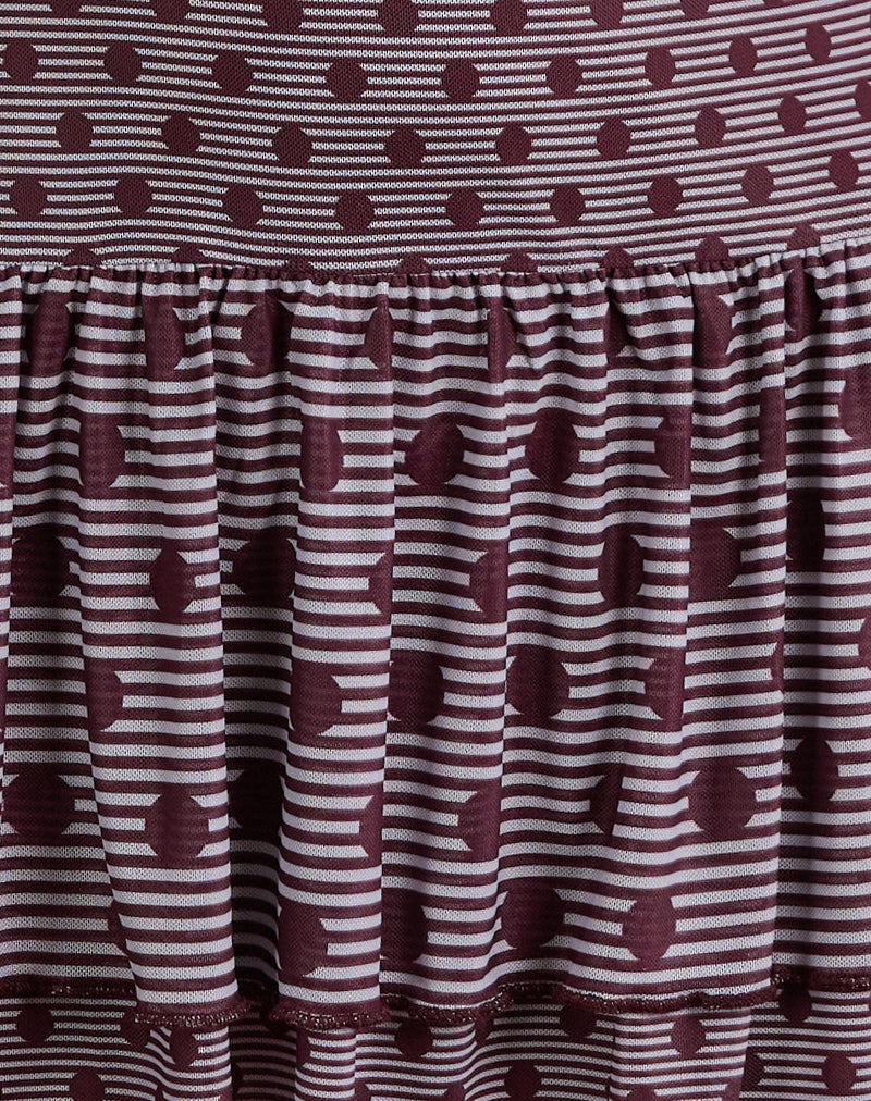 Image of Midea Bandeau Dress in Stripe Polka Plum
