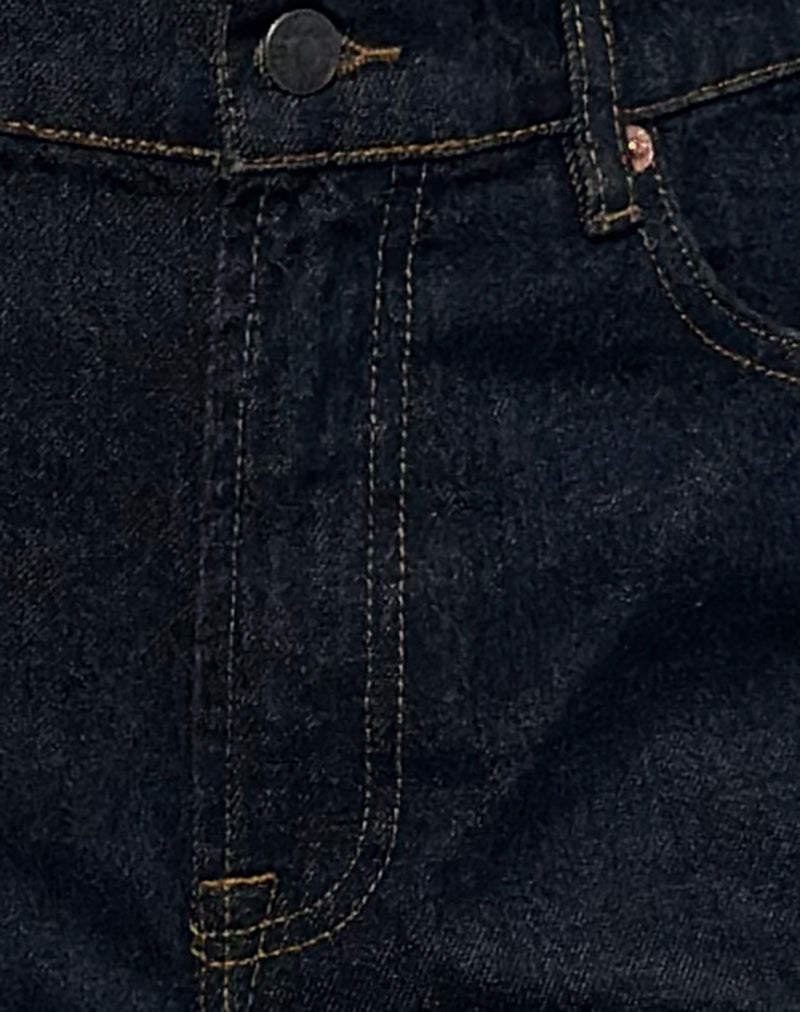 Image of Mid Rise Turn Up Straight Jeans in Indigo