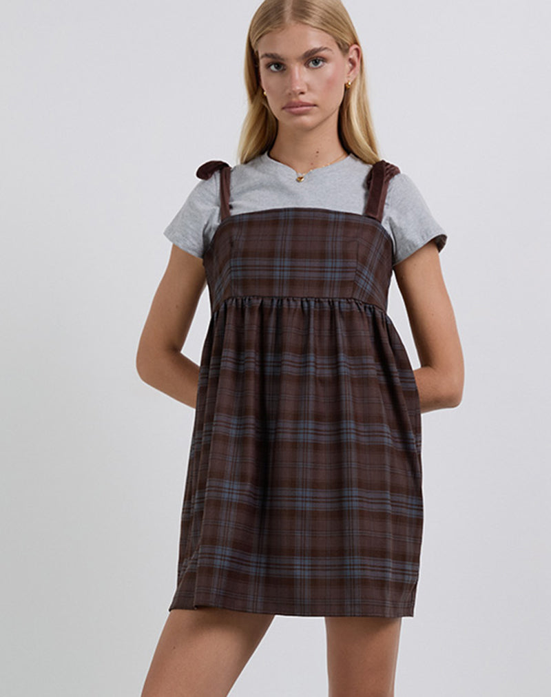 Image of Mikayla Mini Dress in Burgundy and Blue Check