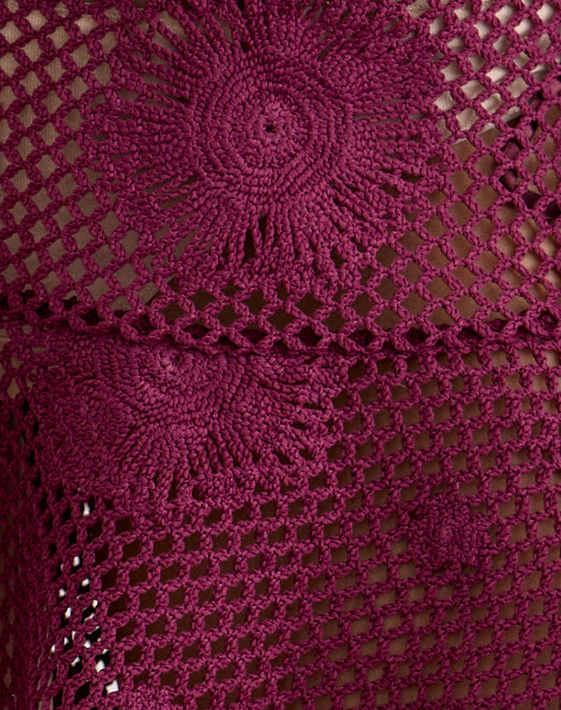 Image of Miki Mini Skirt in Crochet Knit Zinfandel