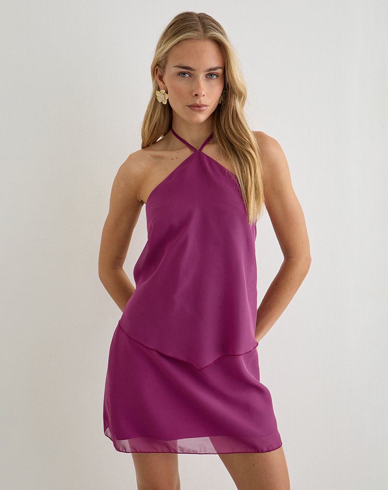 Image of Milaya Mini Dress in Chiffon Berry