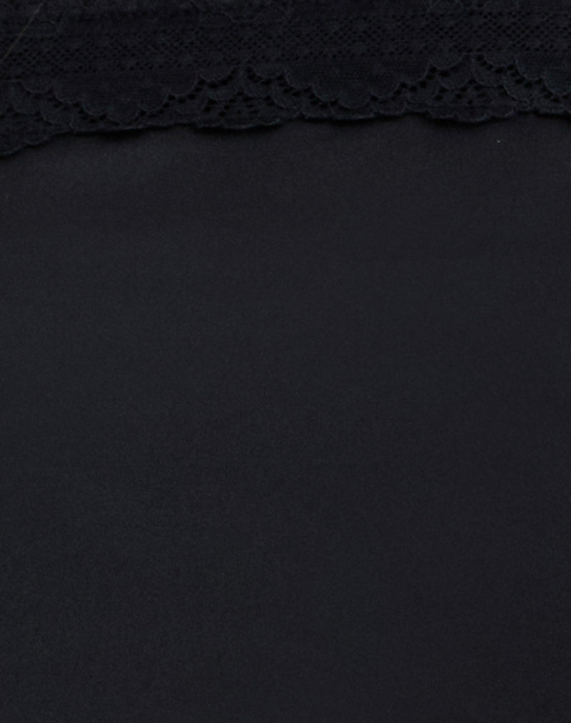 Image of Minae Bandeau Top with Lace Trim in Satin Black
