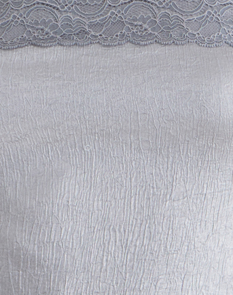 Image of Minae Bandeau Top with Lace Trim in Satin Silver Shimmer