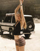 Image of Husan Hot Pants in Shimmer Stripe Knit Rust
