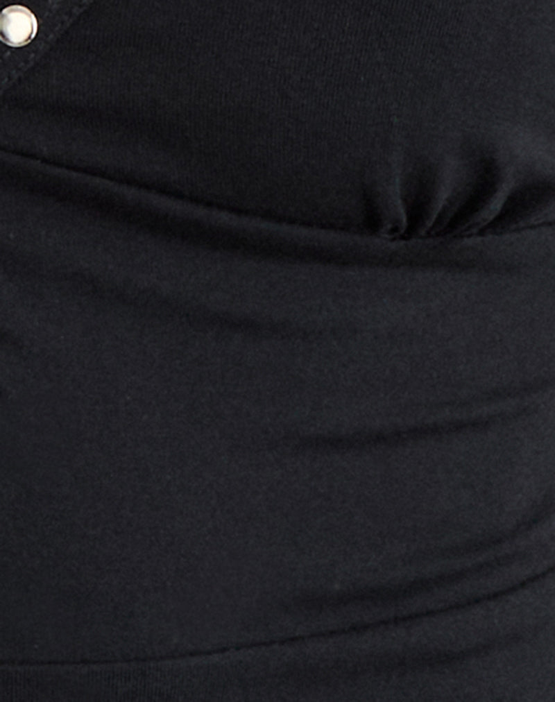 Image of Mioto Keyhole Halterneck Top with Studs in Rayon Black