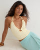 Image of Mioto Keyhole Halterneck Top with Studs in Rayon Lemon