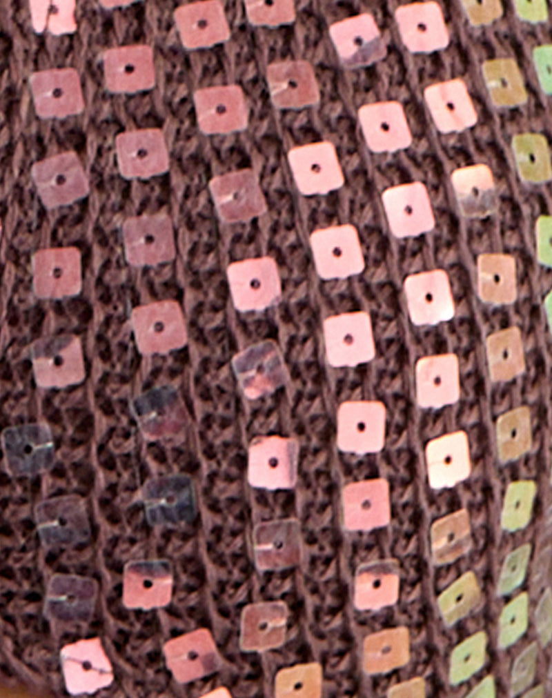 Image of Mirea Shrug Top in Sequin Knit Dark Brown
