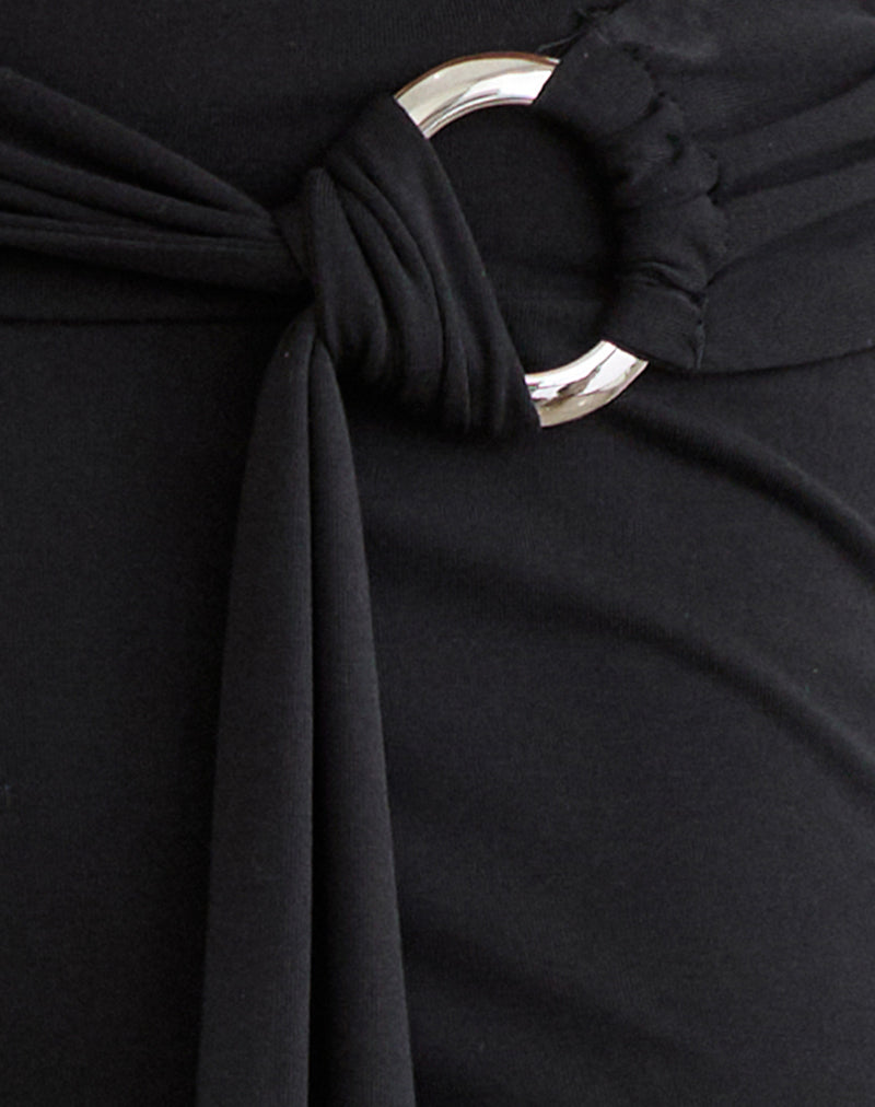 Image of Cerelia Trouser in Cupro Black with Tie Belt