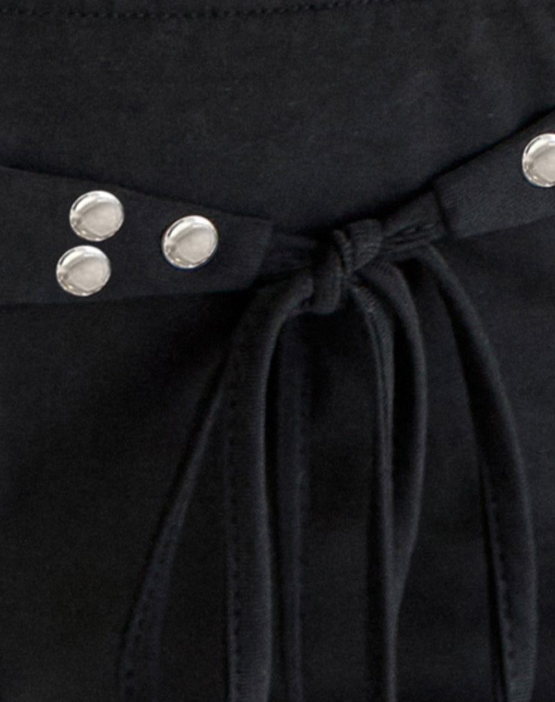 Image of Oliga Short with Studs and Wrap Tie in Black