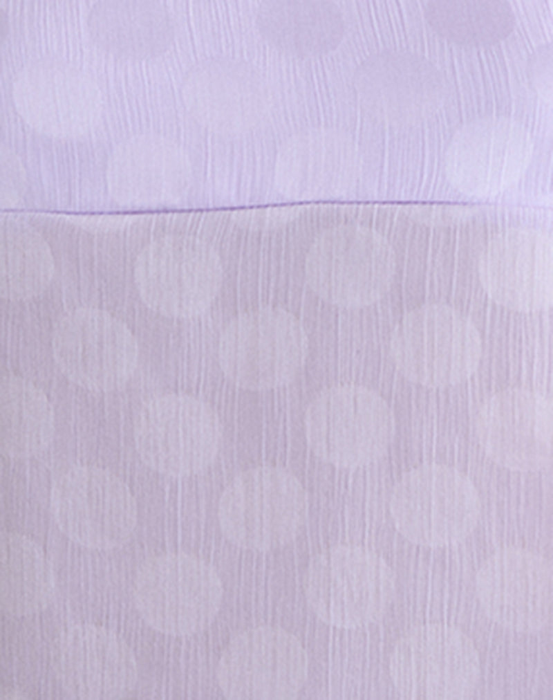 Image of Mirelle Handkerchief Cami Top in Chiffon Lilac Polka Dot