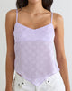 Image of Mirelle Handkerchief Cami Top in Chiffon Lilac Polka Dot