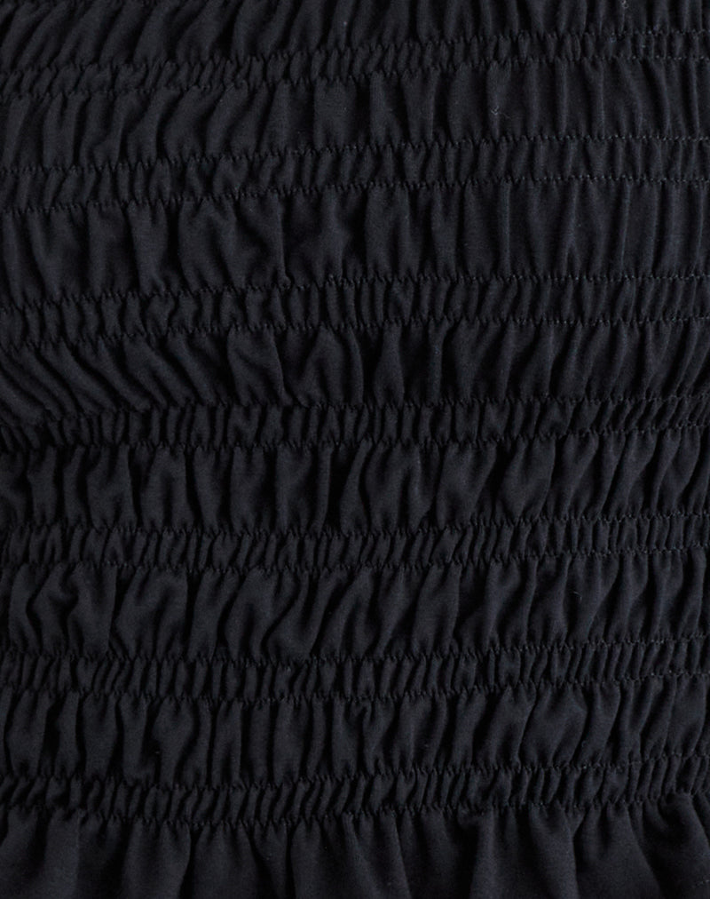 Image of Mirita Shirred Top in Black