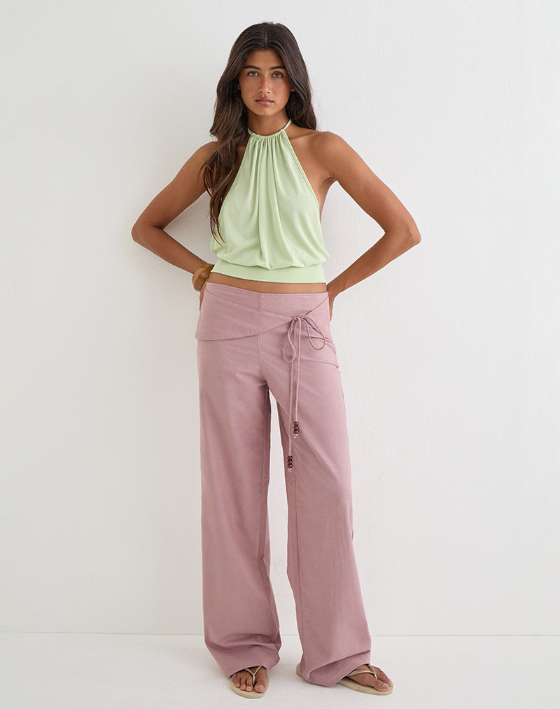 Image of Cursa Trouser in Linen Dusty Rose with Belt