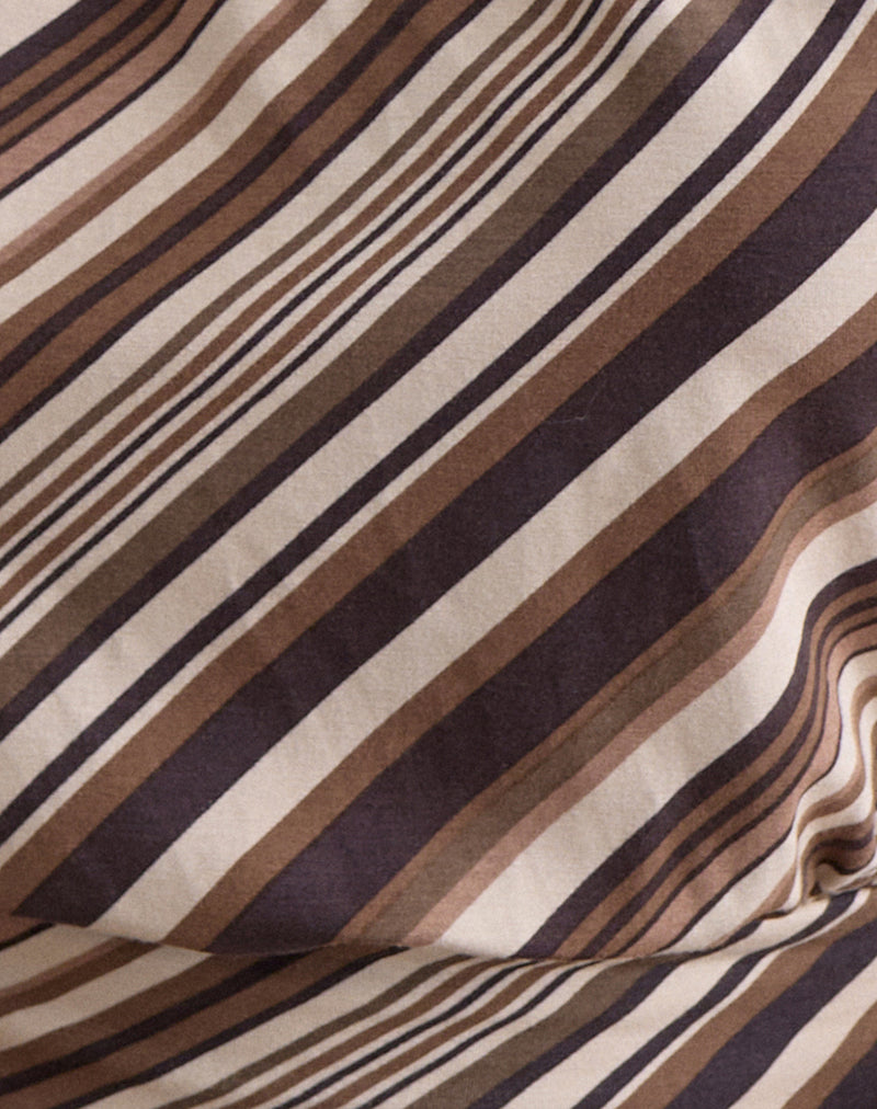 Image of Miruna Halterneck Top in Mixed Stripe Chocolate