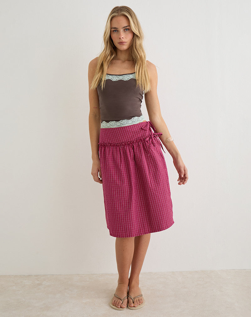Image of Kasma Skirt in Raspberry Shadow Check