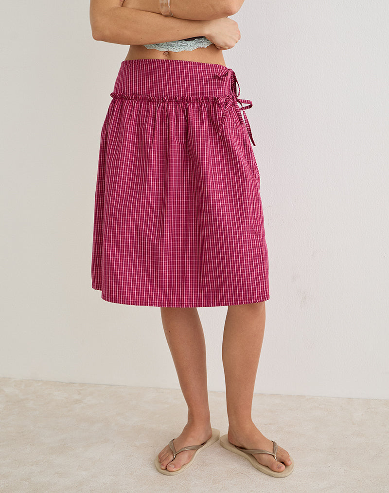 Image of Kasma Skirt in Raspberry Shadow Check