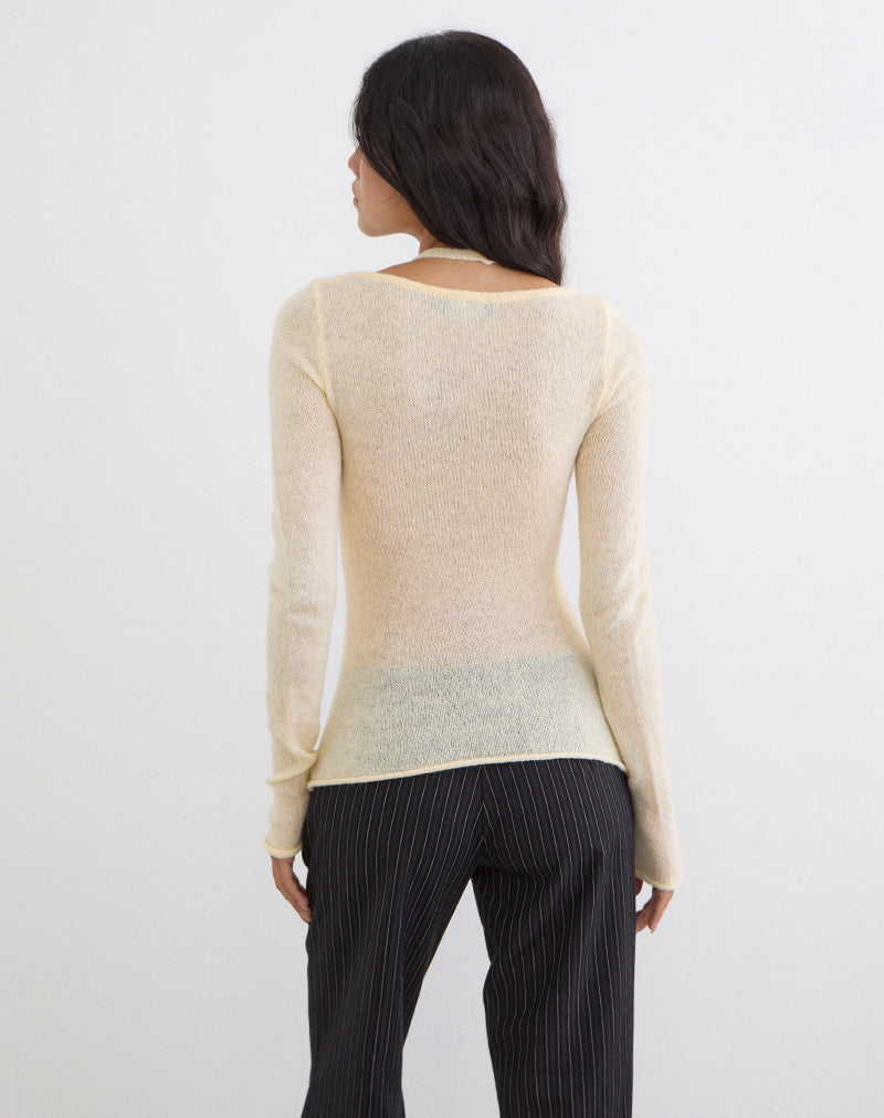 Image of Misora Long Sleeve Top in Sheer Knit Lemon