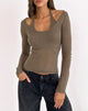 Image of Misora Long Sleeve Top in Sheer Knit Taupe