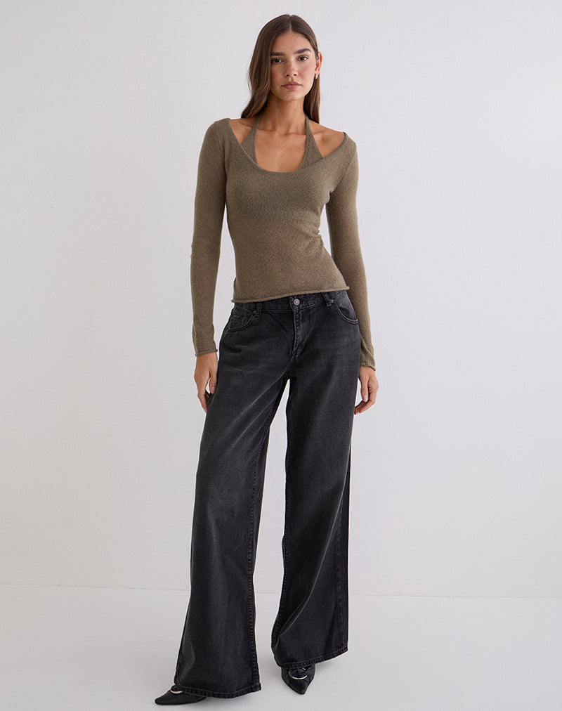 Image of Misora Long Sleeve Top in Sheer Knit Taupe