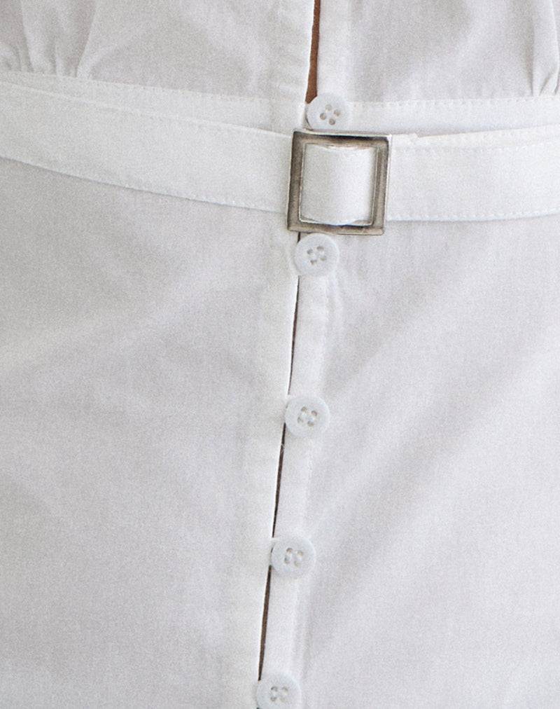 Image of Miyala Top in Poplin White with Buckle