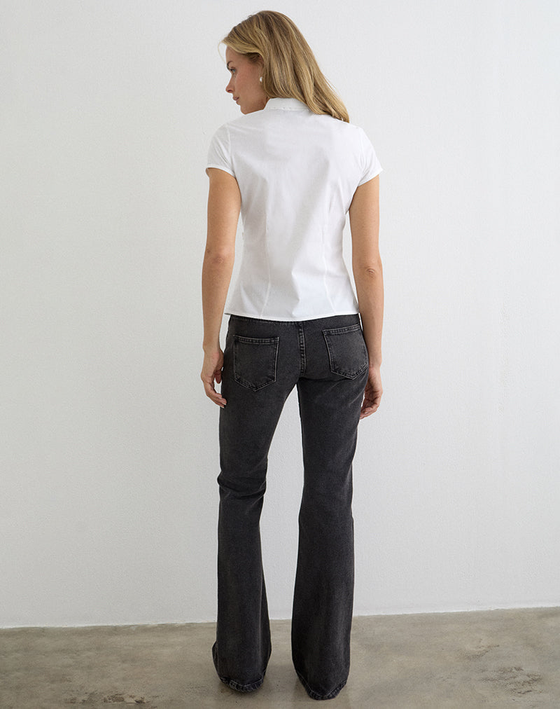 Image of Miyala Top in Poplin White with Buckle
