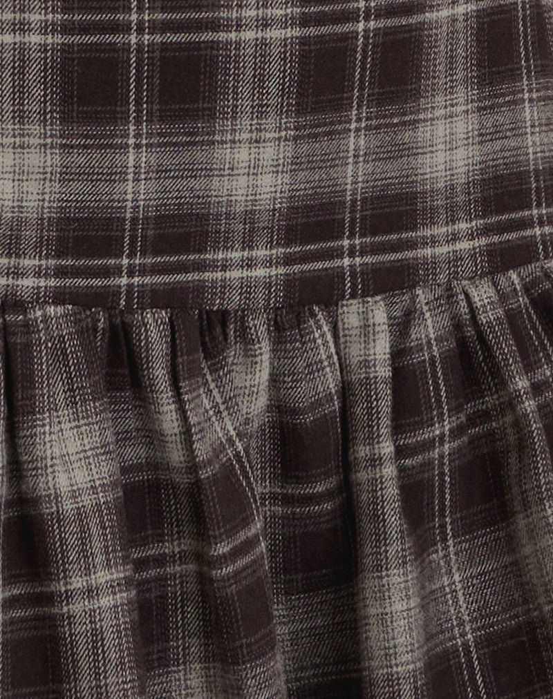 Image of Miyori Square Neck Mini Dress in Grey Check