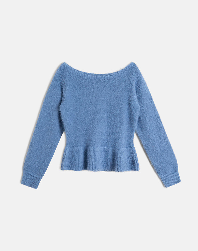 Image of Mizuki Top in Knit Dusty Blue