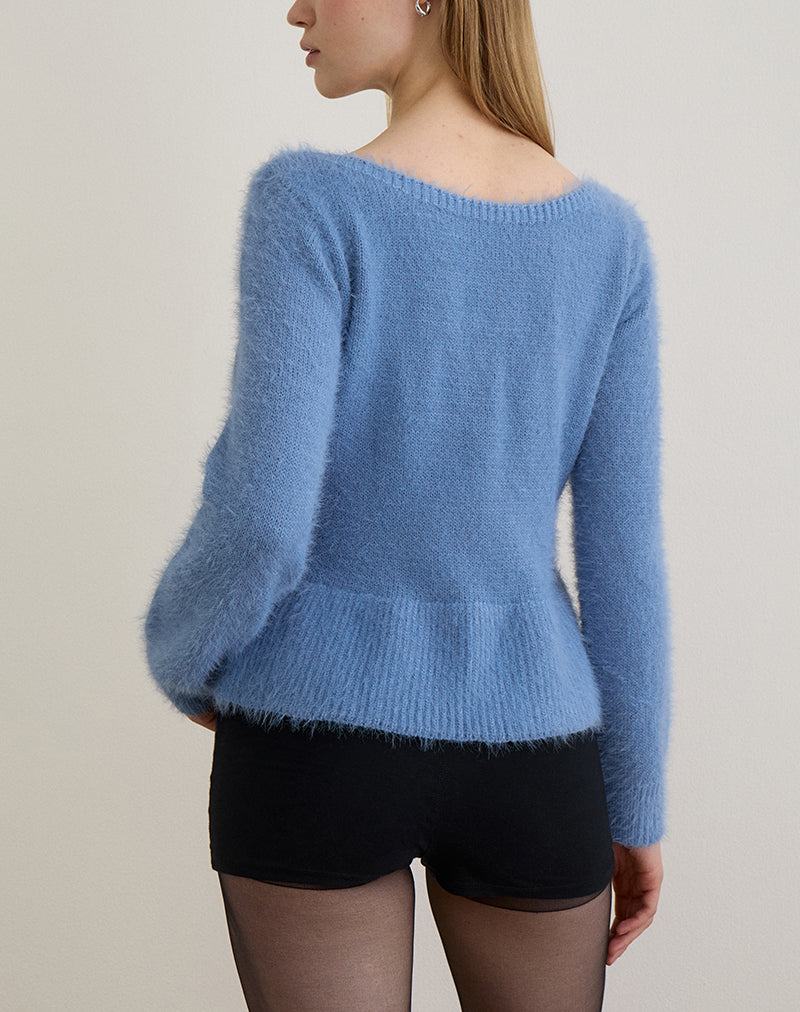 Image of Mizuki Top in Knit Dusty Blue